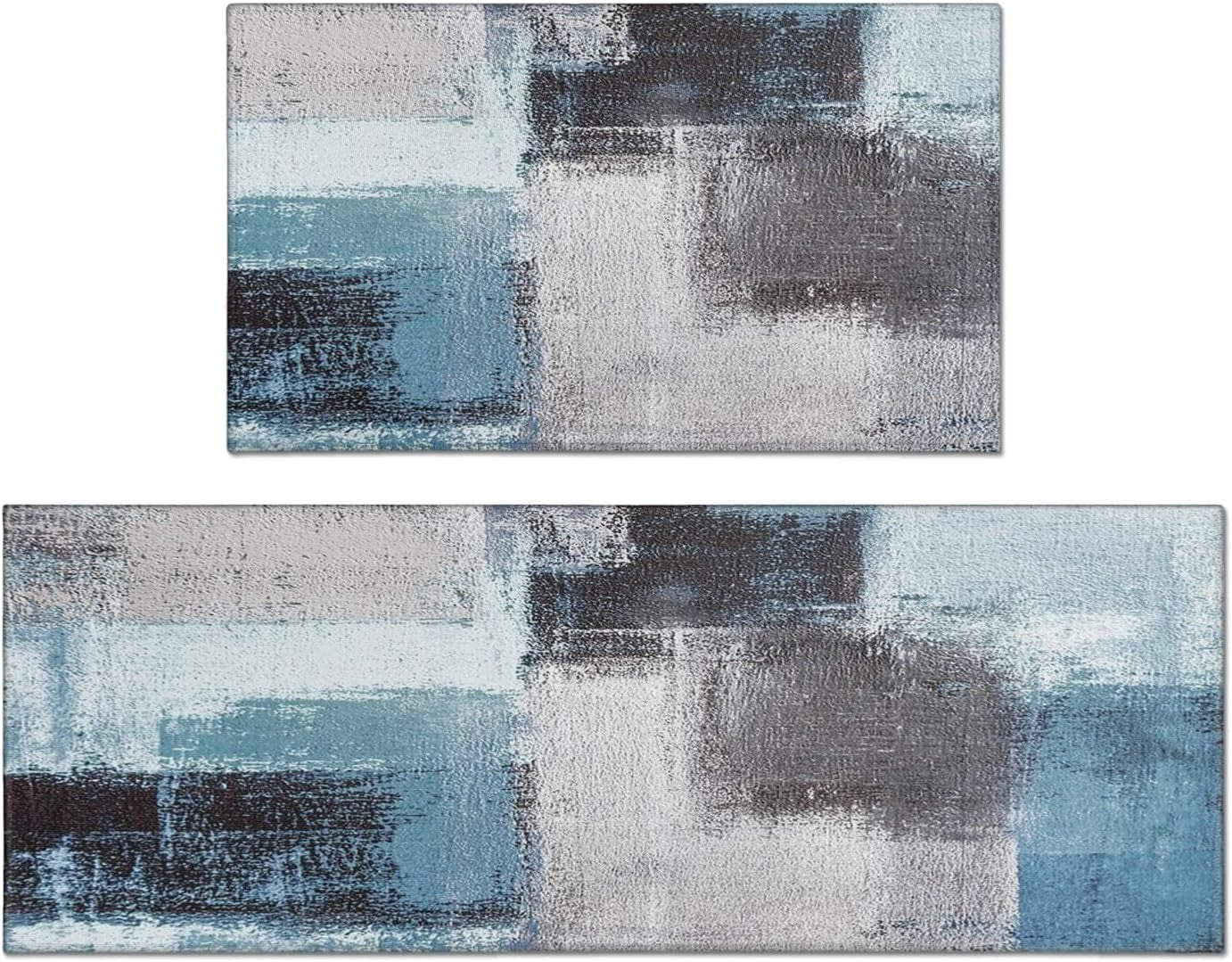 Bule Kitchen Mats for Floor Set of 2,Farmhouse Mats for Kitchen Floor ...