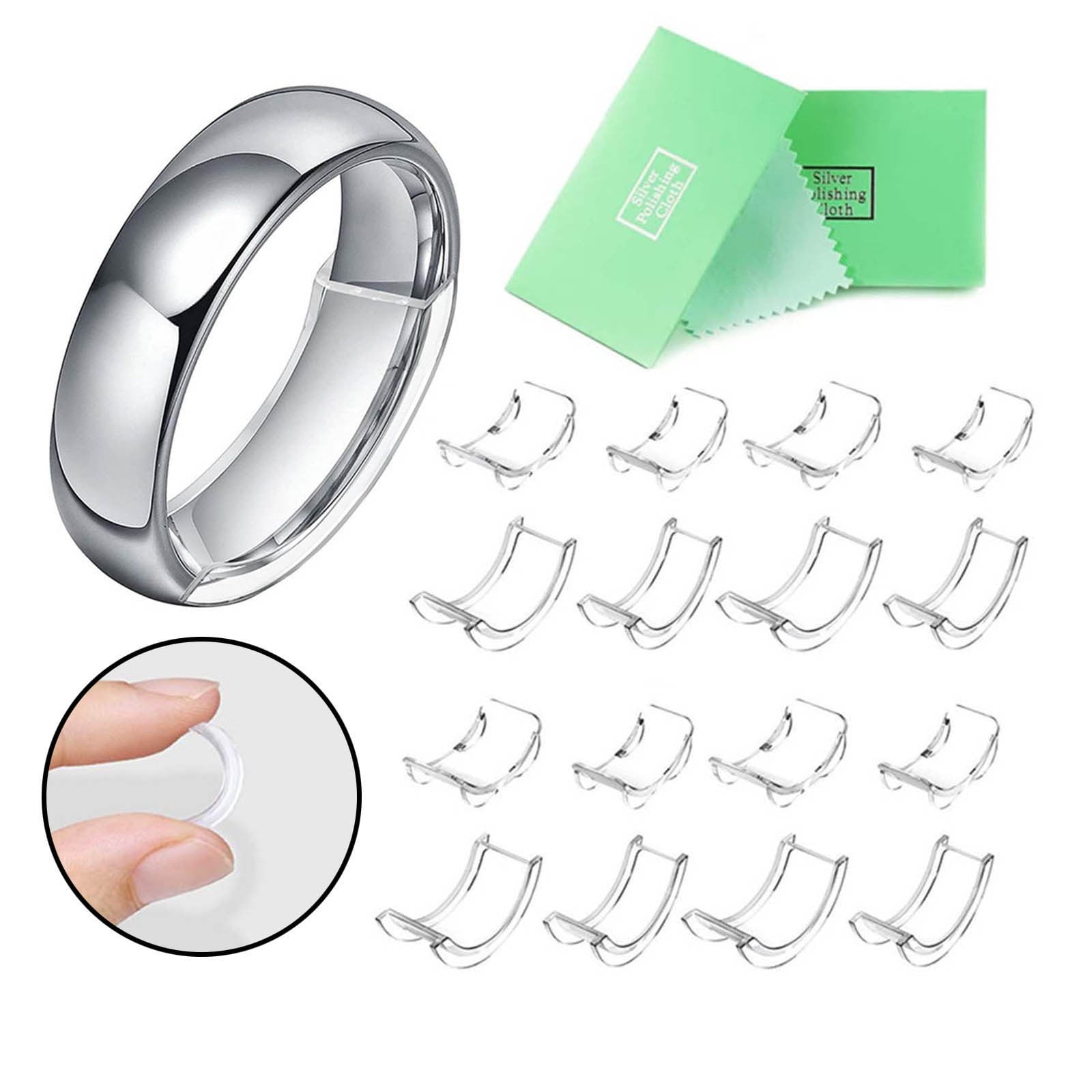 BuleStore 2 Sets Of 8 Sizes Silicone Invisible Ring Ring Size Adjuster Fits  Any Ring