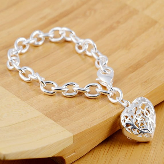 BuleStore Bangle Chain Bracelet New Women Jewelry Sterling Silver Charm