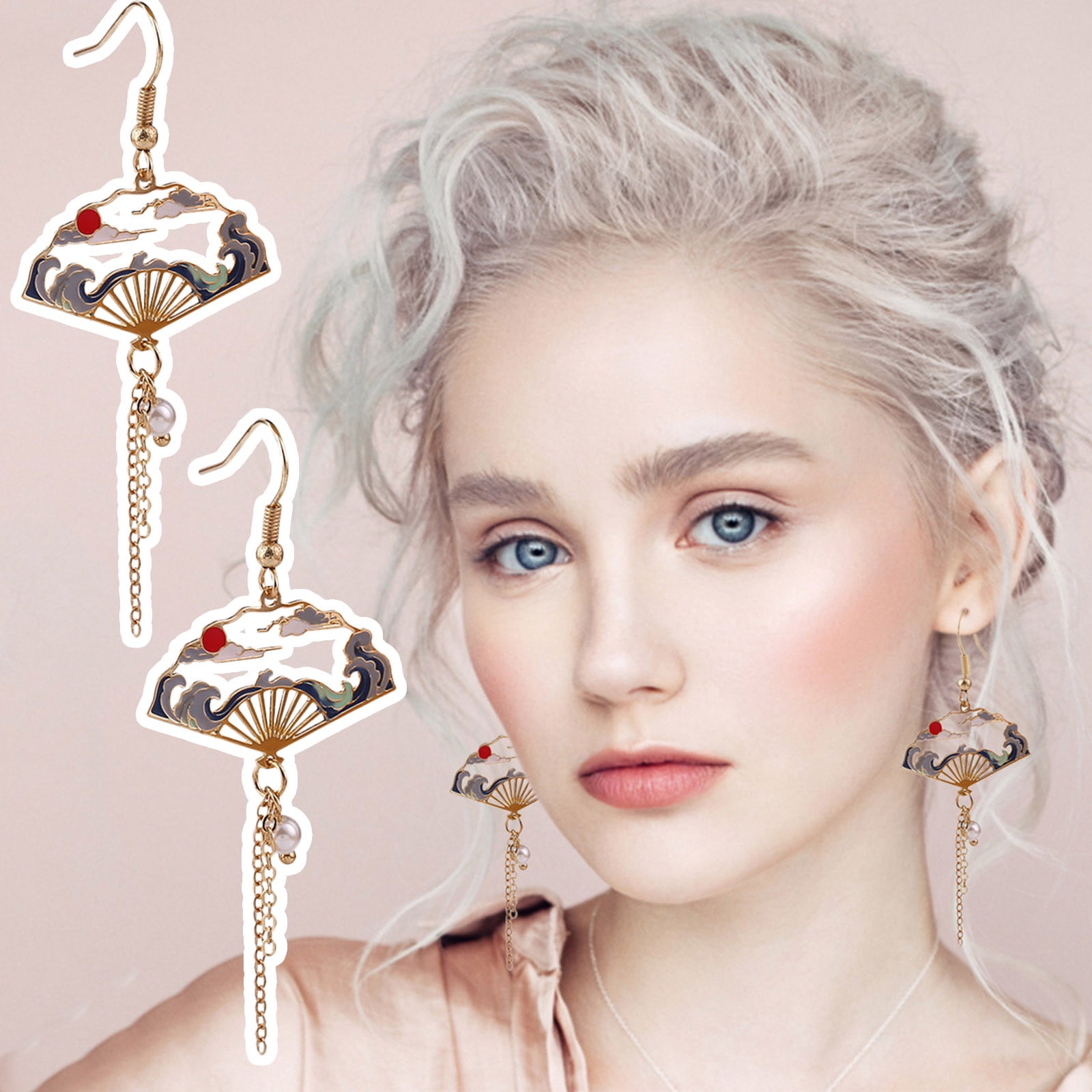 Fan shaped tassel earrings best sale