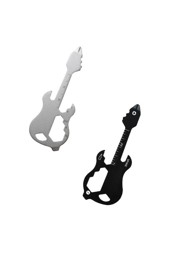 Buleens Guitar Keychain Multitool Cool Guitar Shaped Pocket Multi Tool Beer Opener Key Chain For Men Father Grandpa Music Lover Measuring ruler