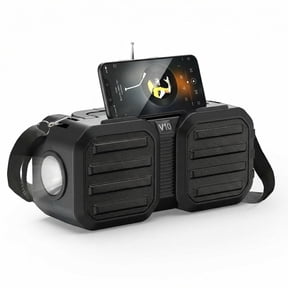 MiracDan Outdoor Speaker 80W Subwoofer Solar Charging With flashlight 24H Playtime IPX7 Waterproof Bluetooth 5.3 Portable for Camping Beach Black