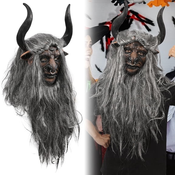 Bulex Bull Demon Mask for Adult, Realistic Scary Full Face Latex Mask for Halloween Cosplay Costume Party Haunted House Dress-Up Props