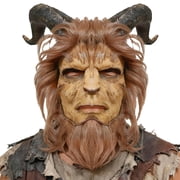 Bulex Demon Beast Mask for Adult, Latex Full Face Mask with Hair & Ram Horns for Halloween Cosplay Costume Theme Party Haunted House Dress-Up Props