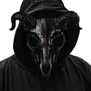Bulex Halloween Demon Goat Mask Gothic Skull Ram Horns Goat Mask for Costume Cosplay Haunted House Party Masquerade Dress-Up Props
