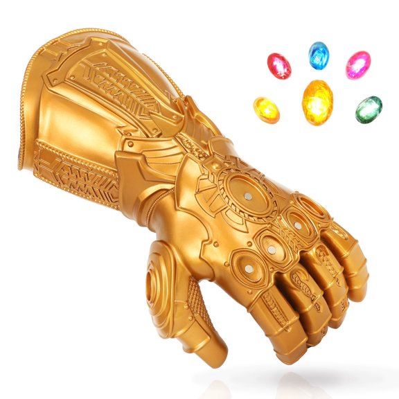 Bulex Kids Light‑Up Gold Infinity Glove, Halloween Cosplay Costume Accessory for Party Role‑Play