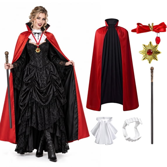Scepturn Bulex Vampire Costume Set for Adults, Medieval Gothic Cape Outfit with ...