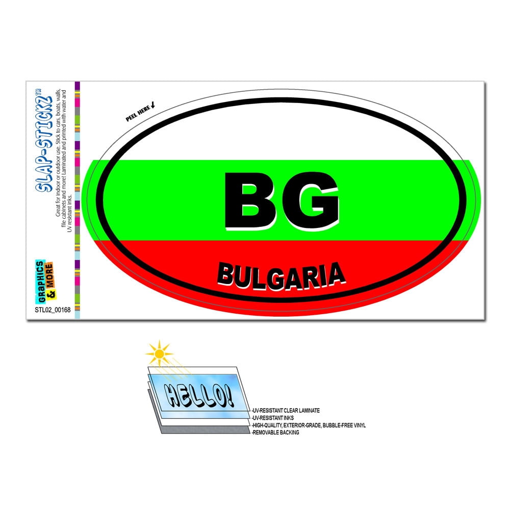 Bulgaria Country Flag - BG Euro Oval SLAP-STICKZ(TM) Premium Sticker ...