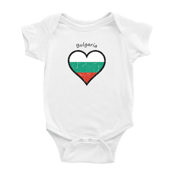 Bulgaria Flag Heart Love Funny Baby Clothing Bodysuits Boy Girl Clothes
