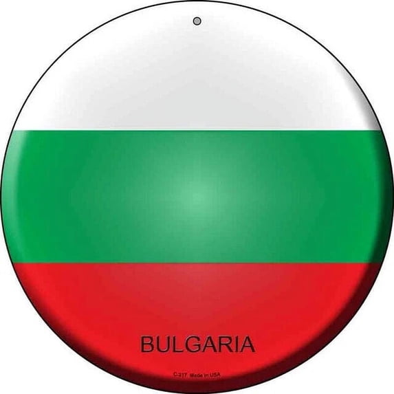 Bulgaria Flag Round Circular Novelty Metal Sign Home Garage Wall Decor Size: 8 x 8 inch