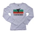 thumbnail image 1 of Bulgaria Olympic - Taekwondo - Flag - Silhouette Women's Long Sleeve Grey T-Shirt, 1 of 2