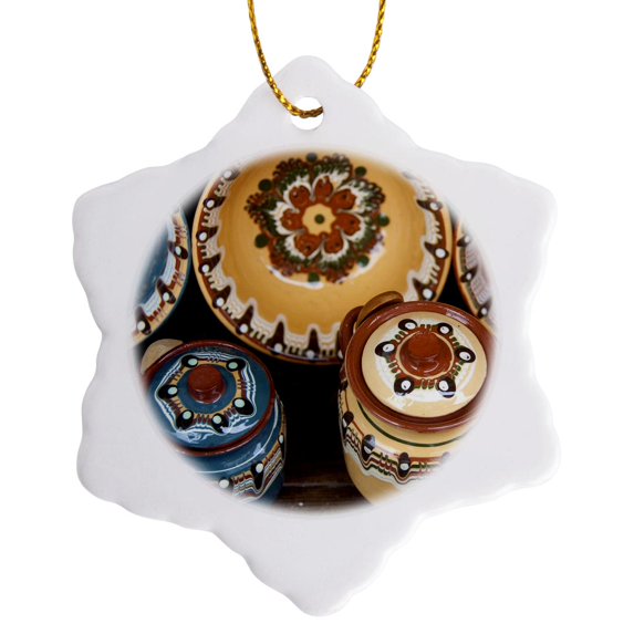 3drose, Bulgaria, Veliko Tarnovo, Pottery - Eu05 Cmi0101 - Cindy Miller Hopkins, 3 inch Snowflake Porcelain Ornament