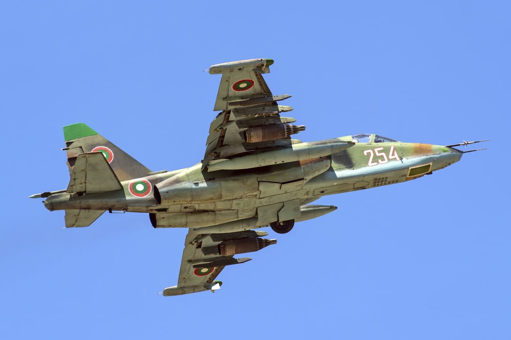 Bulgarian Air Force Su-25 taking off Canvas Art - Daniele FaccioliStocktrek Images (17 x 12)