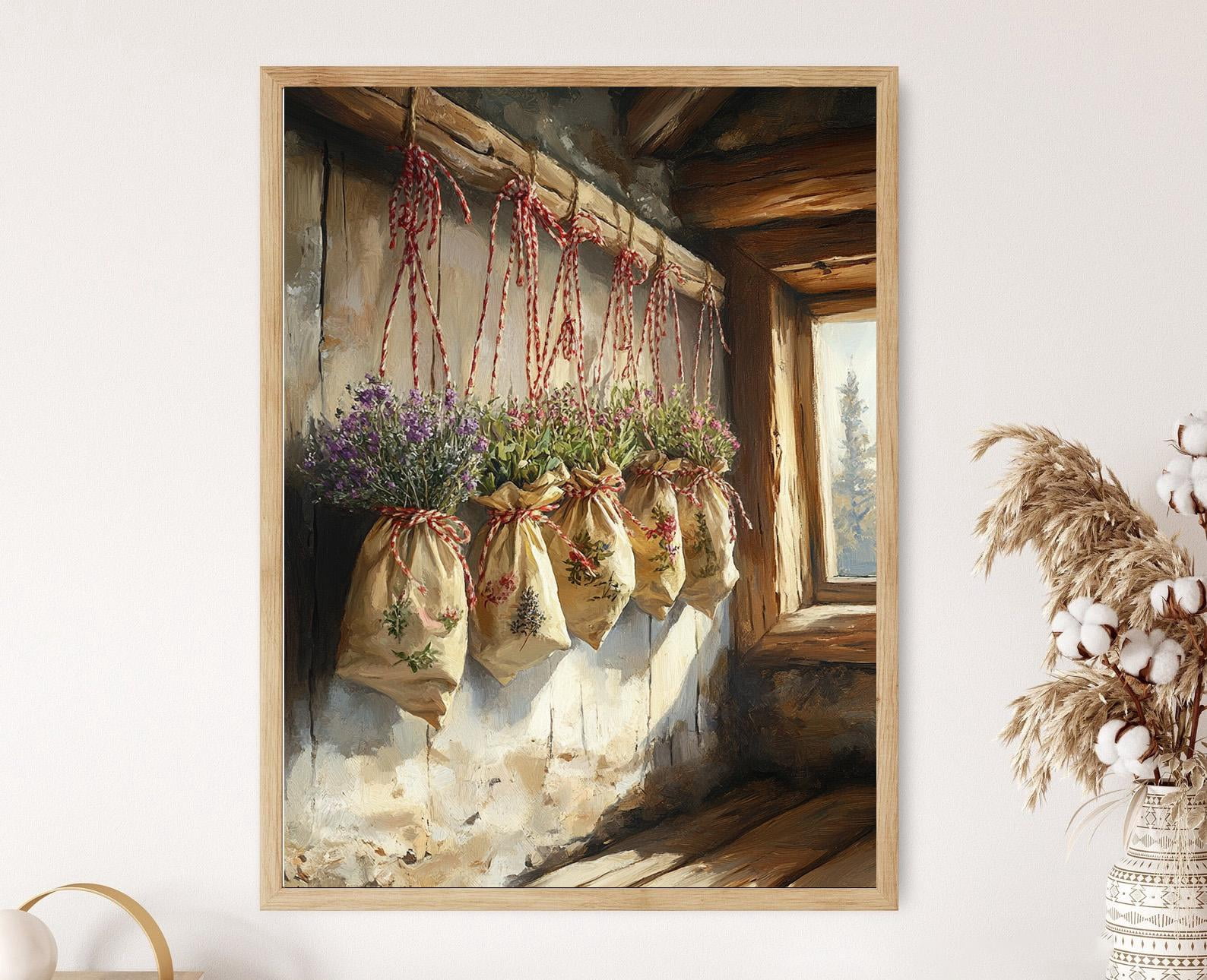 Bulgarian Herbal Sachets Drying On A String Fine Art Poster , Poster ...