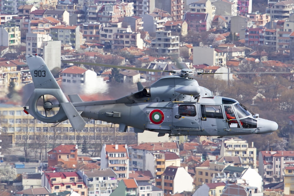 Bulgarian Navy Eurocopter AS-565MB Panther over Varna Bulgaria Canvas Art - Anton BalakchievStocktrek Images (18 x 12)