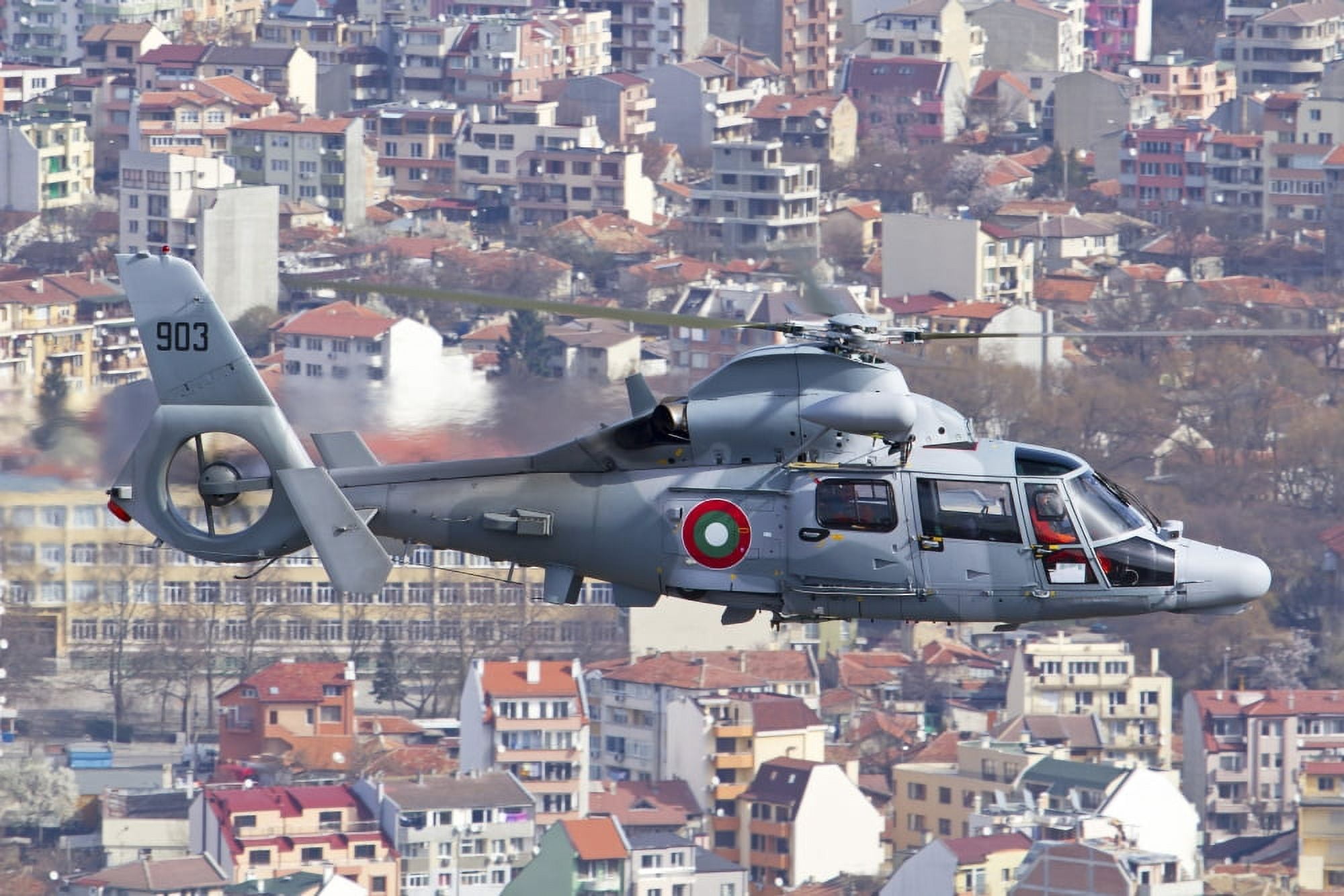 Bulgarian Navy Eurocopter AS-565MB Panther over Varna Bulgaria Canvas Art - Anton BalakchievStocktrek Images (35 x 23)