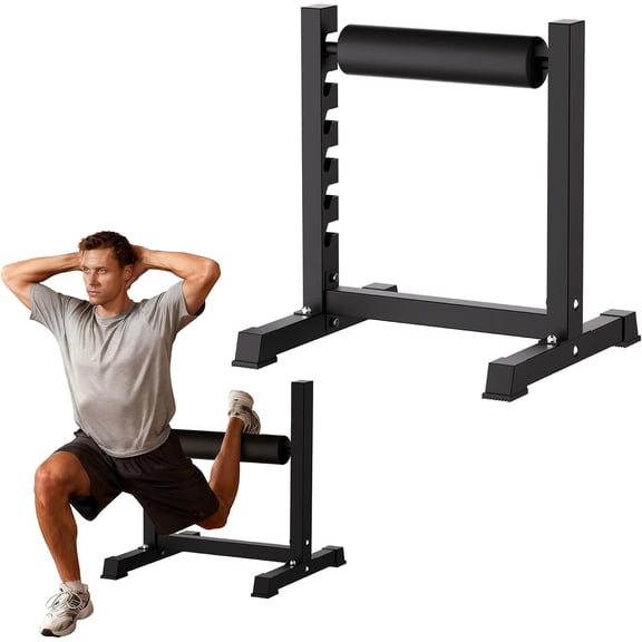 Bulgarian Split Squat Stand, 6-Level Adjustable, Black | Single Leg Squat Roller with 350 LBS Capacity, Thick Padding, Lower Body Specialty Machine for Home Gym, Leg Training
