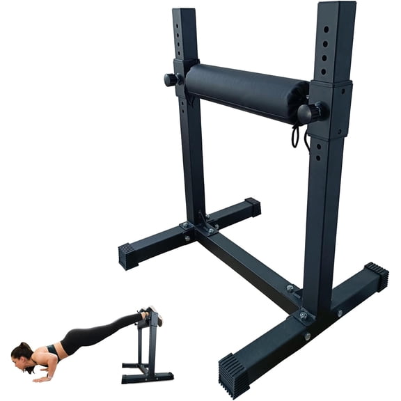 Bulgarian Split Squat Stand Level Adjustable Single Leg Squat Roller Heavy Duty Steel All Black