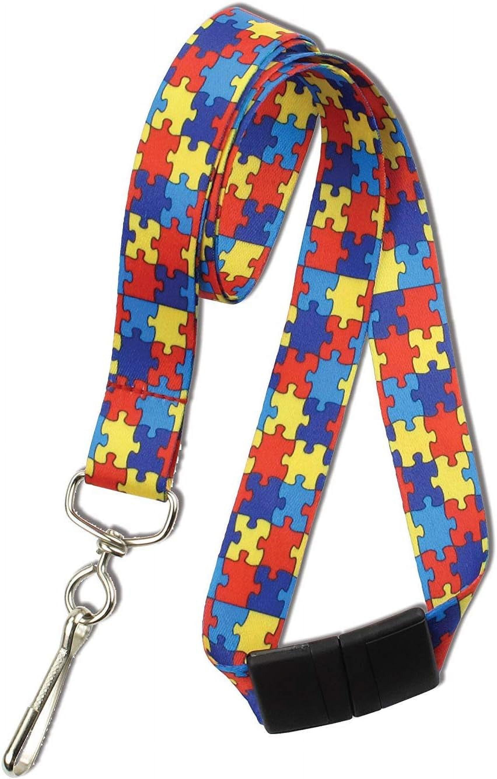 Bulk 10 Pack Autism Awareness Lanyard With Safety Breakaway Clasp