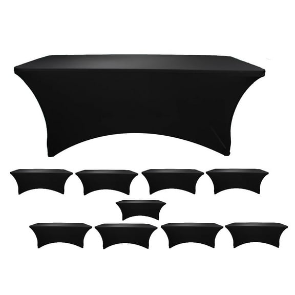 Bulk 10 Pack Black 8 Foot Rectangular Stretch Spandex Table Covers