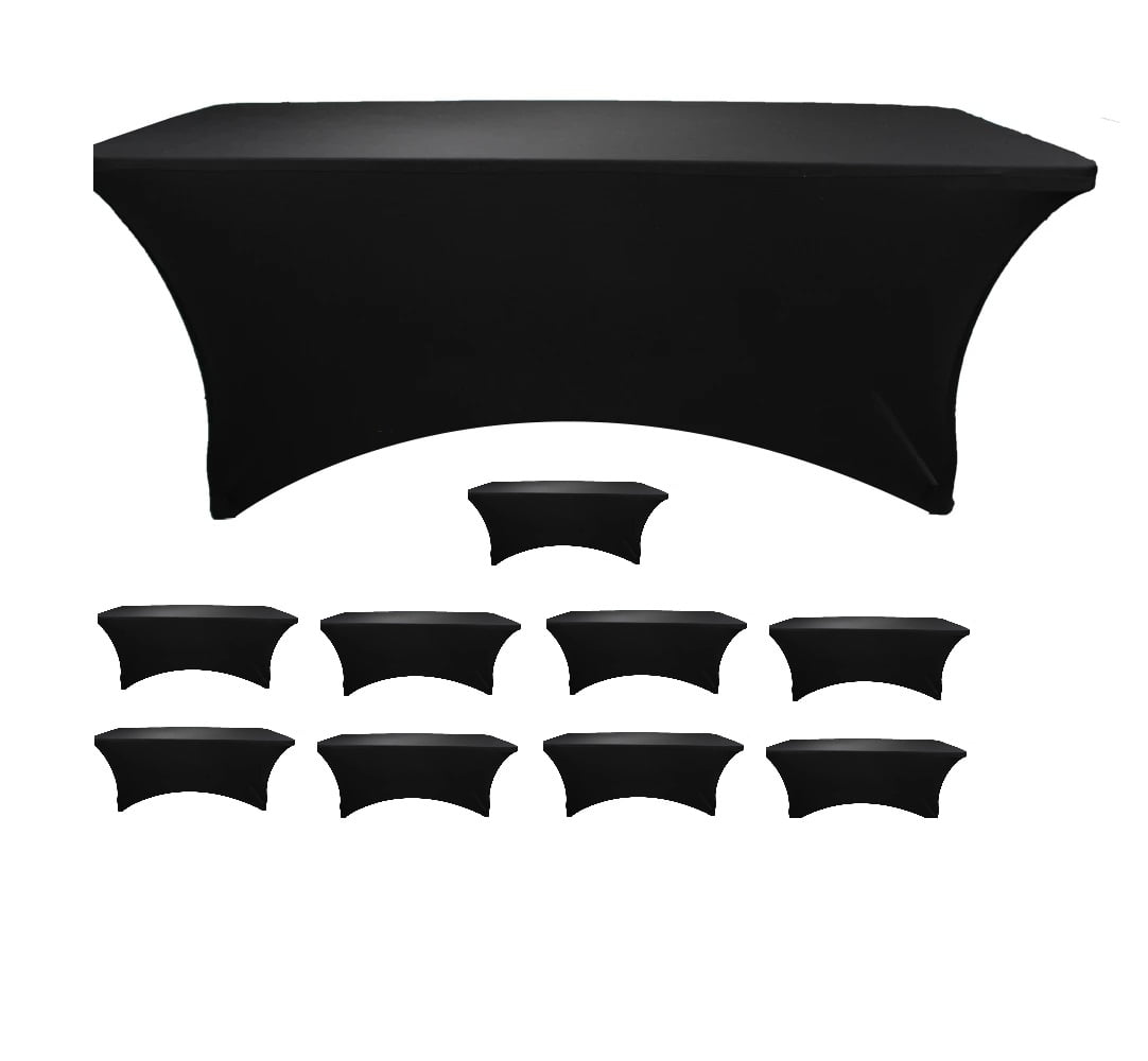 Banquet Tables Pro - 10 Pack Case of 6 Foot Black Stretchy Spandex ...