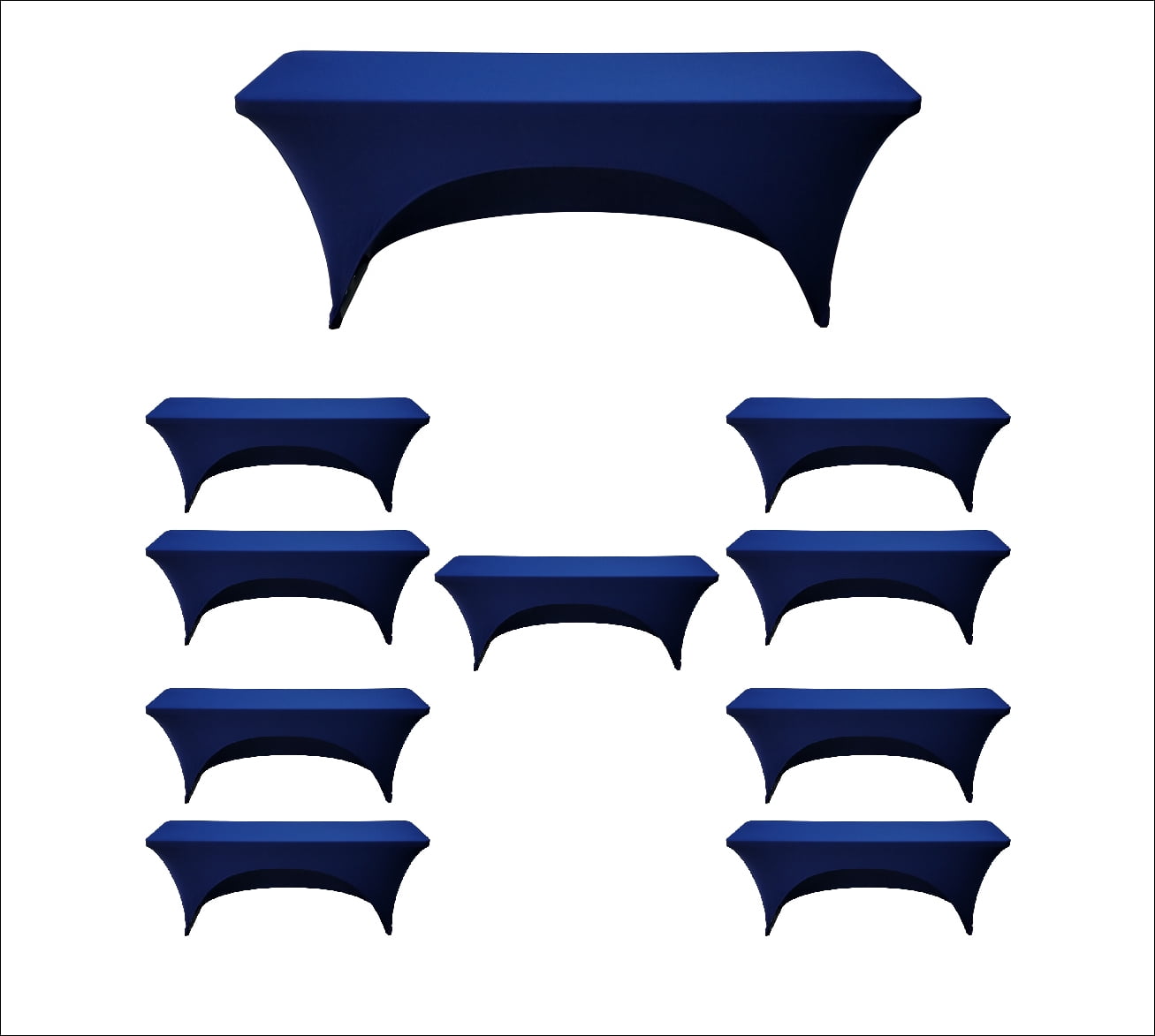 Bulk 10 Pack Case Navy Blue Spandex 6 Foot x 18 Inches - Narrow Classroom  Open Back Rectangular Training Table Fitted Tablecloth - Walmart.com, image size:1307x1173