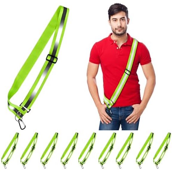 Bulk 10 Pack - Safety Reflective Sash for Walking at Night Adjustable Safety Sash for Men Women Kids Reflective Belt Sash for Running Walking Biking$$Sport & Recreation Other