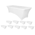 thumbnail image 1 of Bulk 10 Pack White 8 Foot Rectangular Stretch Spandex Table Covers, 1 of 4
