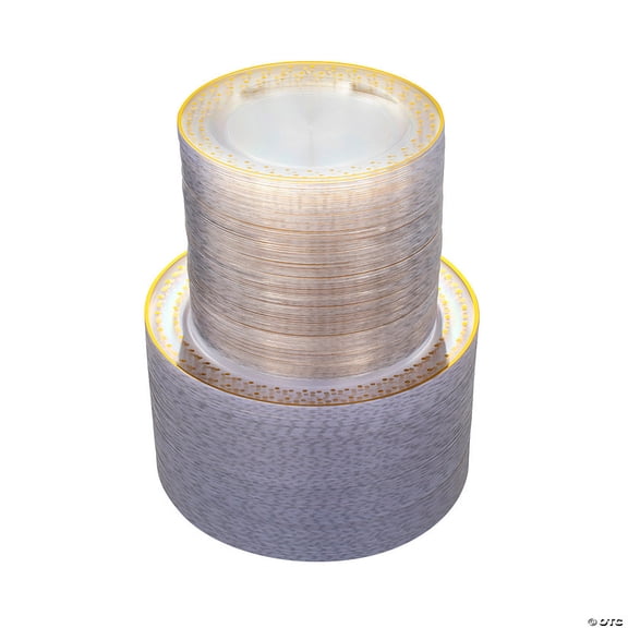 Bulk 100 Count Premium Gold Dot Plastic Plates