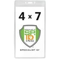 thumbnail image 1 of Bulk 100 Pack - 4 x 7 Extra Large Clear Vinyl Badge Holders - Heavy Duty Vertical Plastic Name Tag Sleeves for Pit Pass, Press Credential, Sports and Season Tickets by Specialist ID, 1 of 5