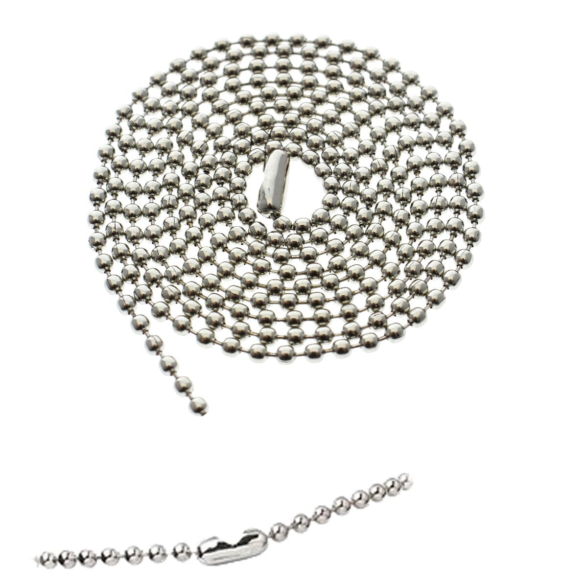 Bulk 100 Pack - Anti Corrosion NICKEL PLATED Beaded Neck Chain ID Badge Holders - 36 Inch Long ADJUSTABLE LENGTH Steel Necklace Lanyard - Great For Police Badges and Military Dog Tags by Specialist ID