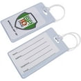 thumbnail image 1 of Bulk 100 Pack Backpack ID Luggage Tags for Student Identification Cards - School Name Badge Holder for Backpacks - Business Card Size - Sturdy Plastic Suitcase Tag with Clear Window (White), 1 of 7