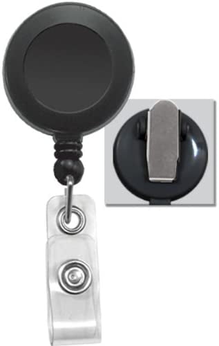 Bulk 100 Pack Black Badge Reels with Extra Tight Pinch Alligator Clip (Non-Swiveling) by Specialist ID