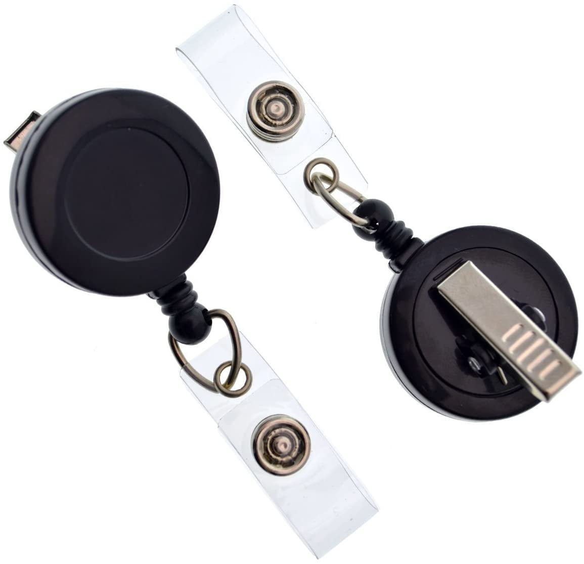 ABPETE Bulk 100 Pack - Bulk Premium Black Retractable Name Badge Reels with Alligator Swivel Clip & Vinyl Card Holder Strap by Specialist ID