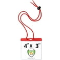thumbnail image 1 of Bulk 100 Pack - Color Badge Holder Horizontal with Lanyard - Extra Large Color Top Card Sleeve (4 1/2 X 3 1/2 - Max Insert) w/ Solid Color Neck Cord for Events / Conventions by Specialist ID (Red), 1 of 4