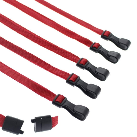 Bulk 100 Pack - MRI Safe ID Lanyards (No Metal) with Plastic No Twist Clip & Safety Breakaway Clasp - Great for Radiology Pathologists - Neck Strap I.D. Badge Holders by Specialist ID (Red)