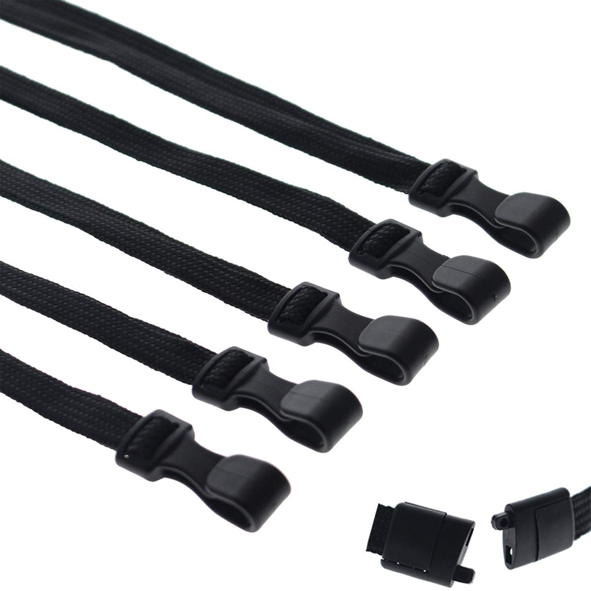 Bulk 100 Pack - MRI Safe ID Lanyards (No Metal) with Plastic No Twist Clip & Safety Breakaway Clasp - Great for Radiology Pathologists - Neck Strap I.D. Badge Holders by Specialist ID (Black)