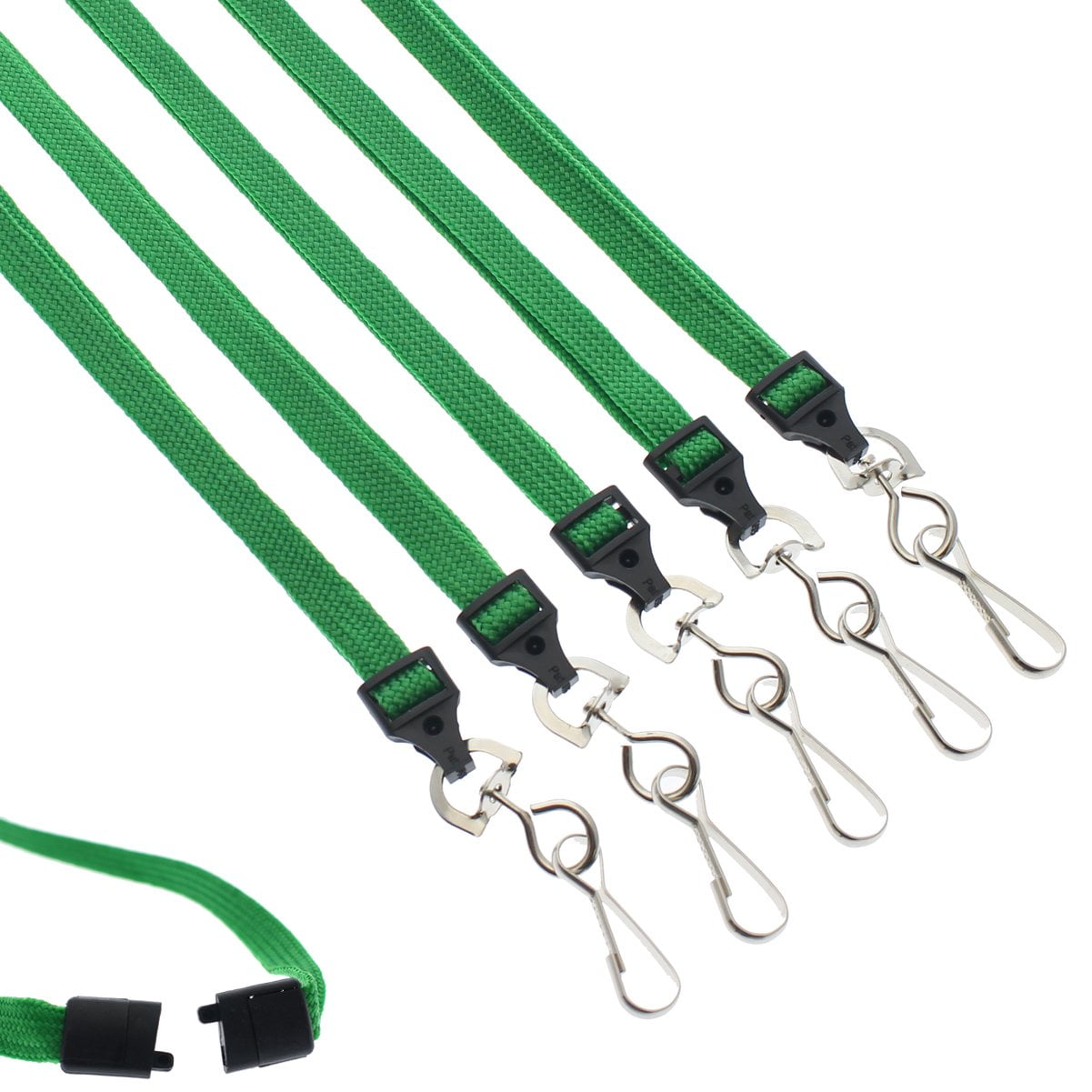 Bulk 100 Pack - Premium Breakaway Lanyards for ID Badges - Metal Swivel J Hook - 3/8” Wide | 36 Inch Length | Flat Woven by Specialist ID (Green)