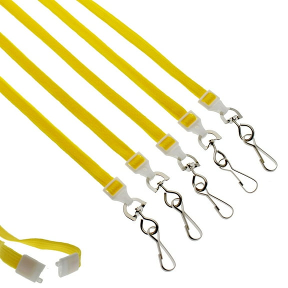 Bulk 100 Pack - Premium Breakaway Lanyards for ID Badges - Metal Swivel J Hook - 3/8” Wide | 36 Inch Length | Flat Woven by Specialist ID (Yellow)
