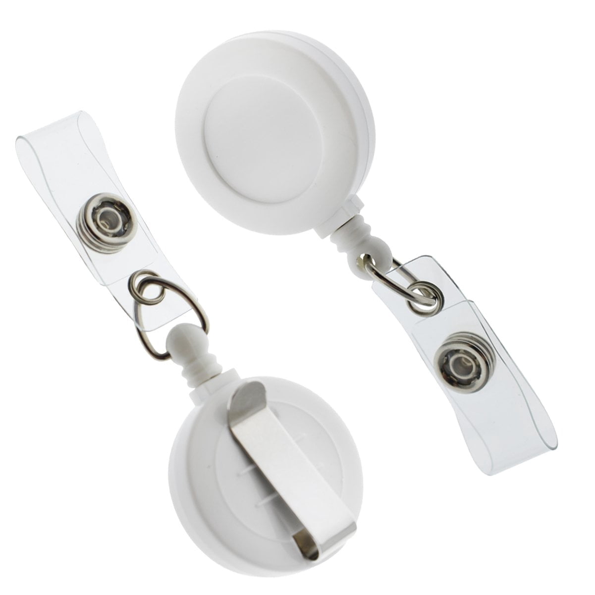Bulk 100 Pack - Premium Retractable ID & Key-Card Badge Reels with Secure Metal Belt Clip and 34” Pull by Specialist ID (White)