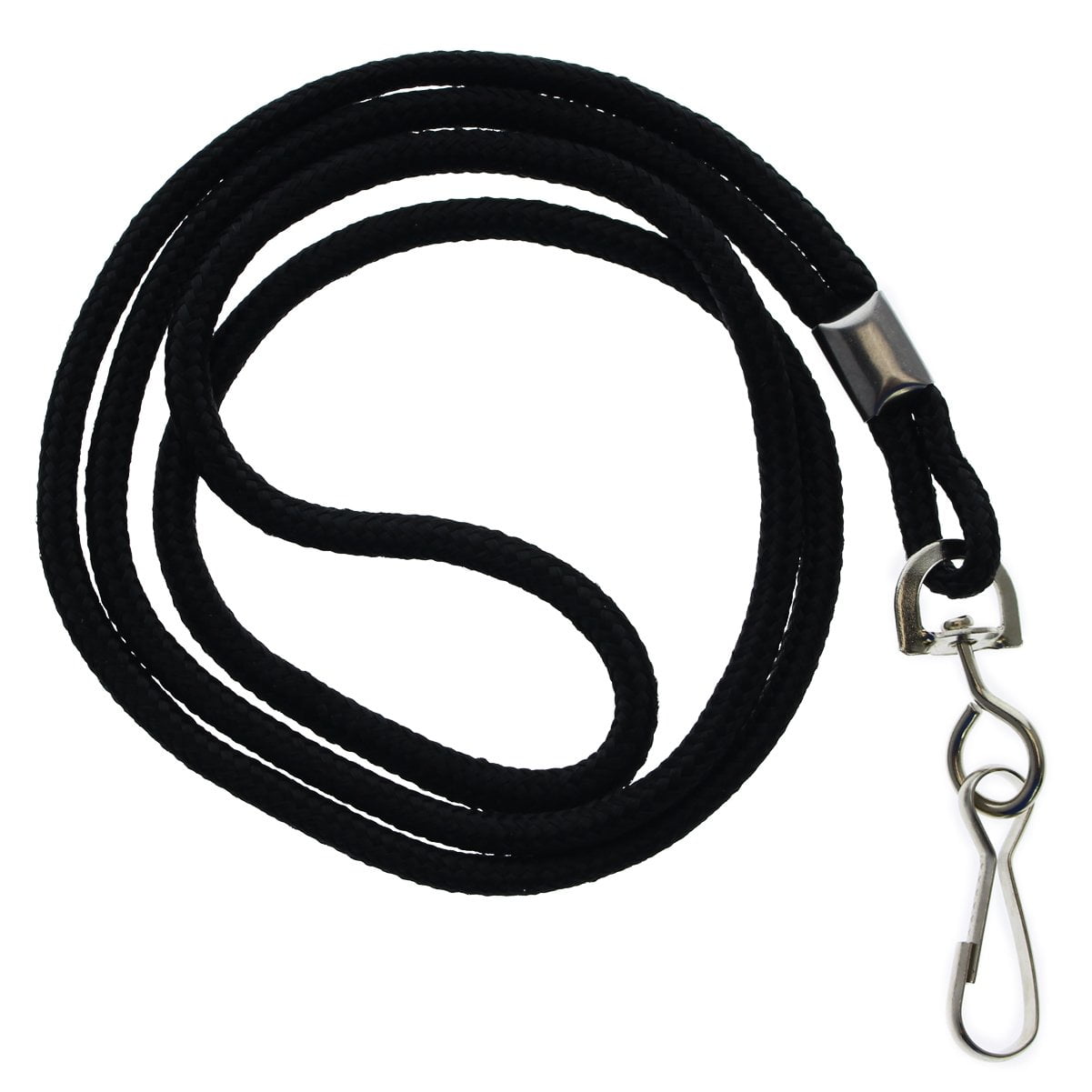Bulk 100 Pack - Premium Round ID Badge Neck Lanyards for Card Holders and Name Tags - 36 in Non-Breakaway Heavy Duty Cord & Secure Metal Swivel J Hook Clip by Specialist ID (Black)