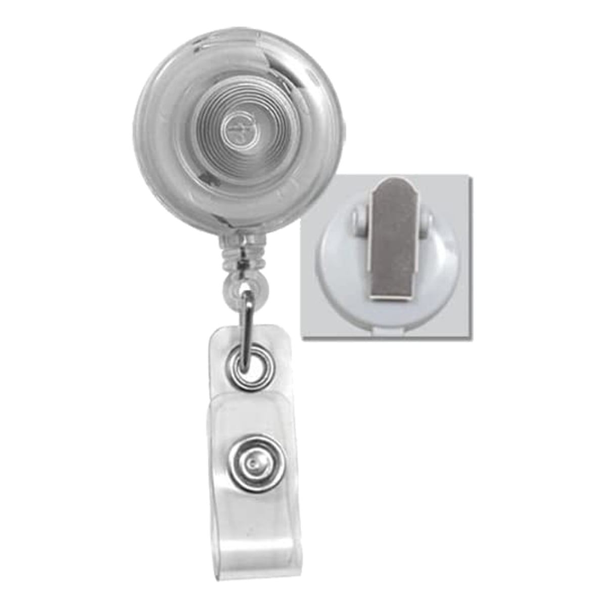 Bulk 100 Pack - Translucent Clear Badge Reels with Extra Tight Pinch Alligator Clip (Non-Swivel Bulldog Clamp) - Retractable I'D Card Holders for Office Employee, Nurse by Specialist ID