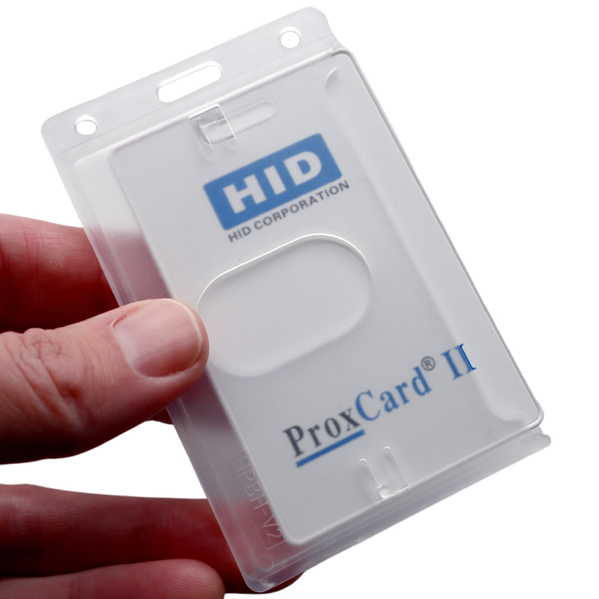 Bulk 100 Pack - Vertical Rigid Badge Holders for HID Clamshell - 70 Mil Prox Card II - Designed to Protect Thick Prox Badges - by Specialist ID