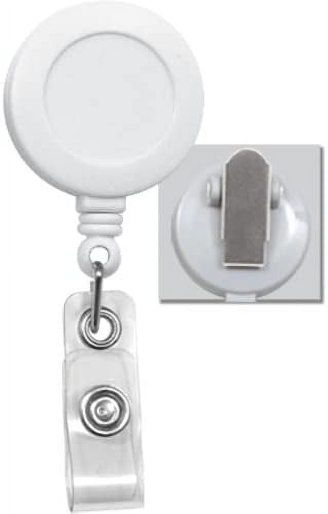 Bulk 100 Pack White Badge Reels with Extra Tight Pinch Alligator Clip (Non-Swiveling) by Specialist ID