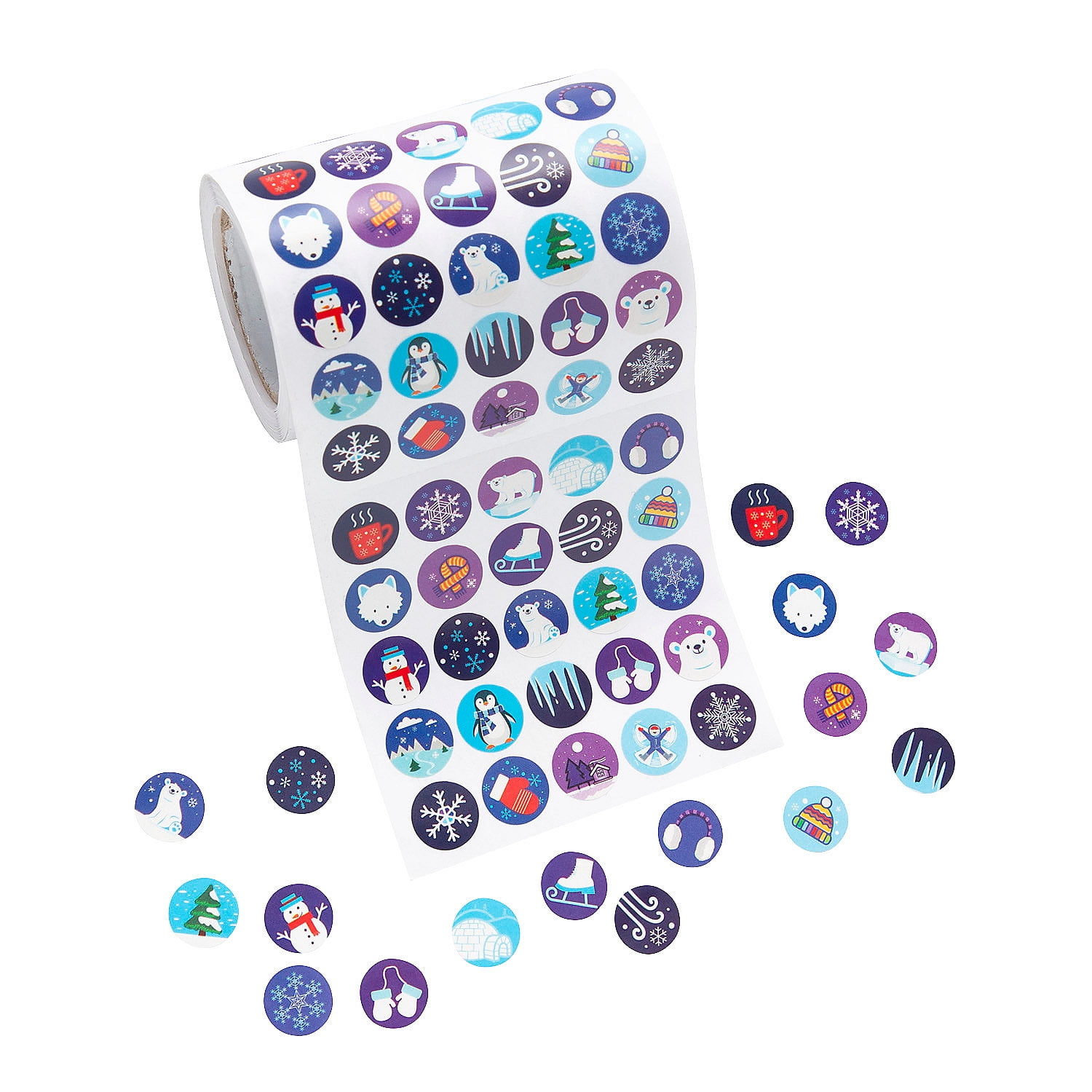 Bulk 1000 pieces Mini Winter Sticker Roll