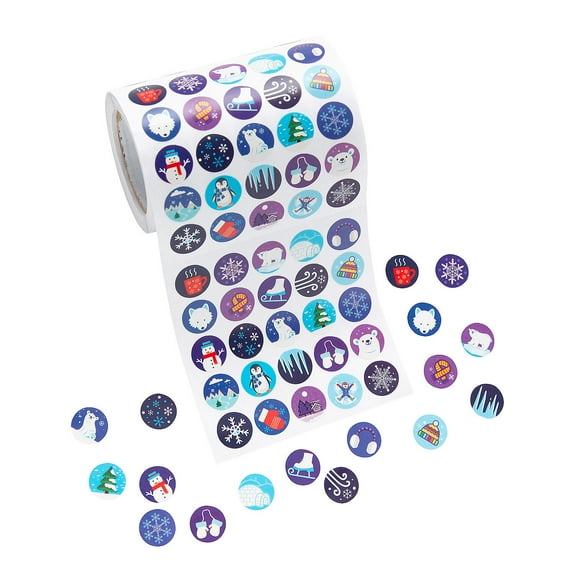 Bulk 1000 pieces Mini Winter Sticker Roll
