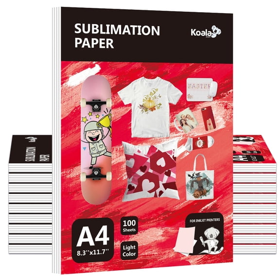 Bulk 1000 Sheets Koala Sublimation Paper for Epson Inkjet Sublimation Ink Printers,  A4 Wholesale Koala Sublimation Paper 8.3 x 11.7 inch, Pink Back