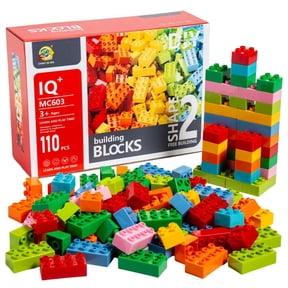 Bulk 110 Pc. Bright Rainbow Color Plastic Building Bricks Set