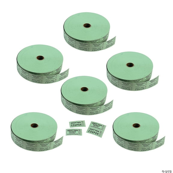 Bulk 12,000 Pieces Green Coupon Double Roll Tickets