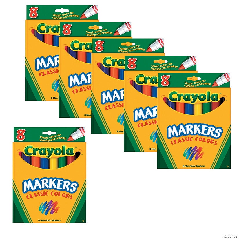 Bulk 12 Boxes of Crayola Conical Tip Classic Markers - 8 Colors Per Box
